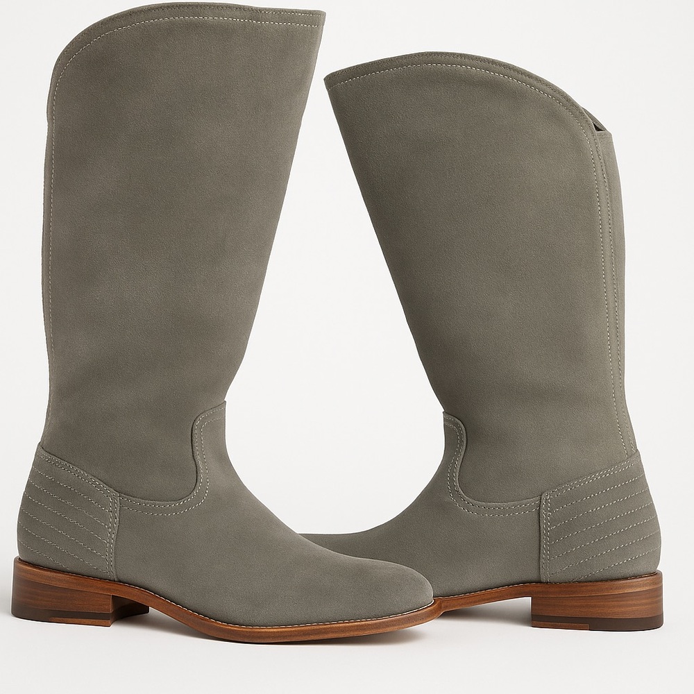 Splendid Women’s Boots Size 6 Suede Leather Knee High Stacked Heel Olive Sage